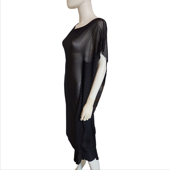 PIER ANTONIO GASPARI X FUZZI | Sheer Asymmetrical Viscose Tunic | Black ~ IT 44 - Picture 5 of 9